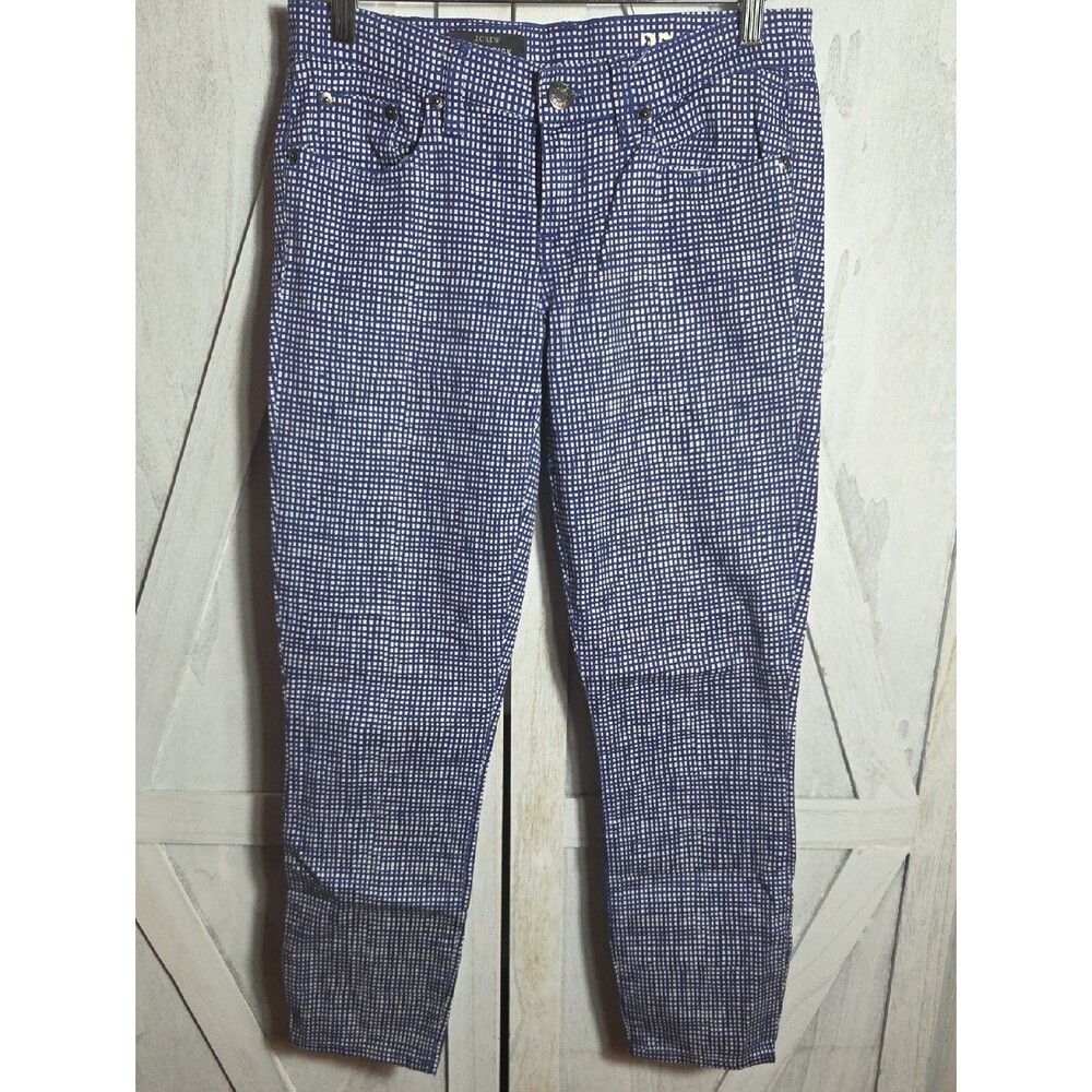 J. Crew Blue Checker Toothpick Ankle Jeans Size 27